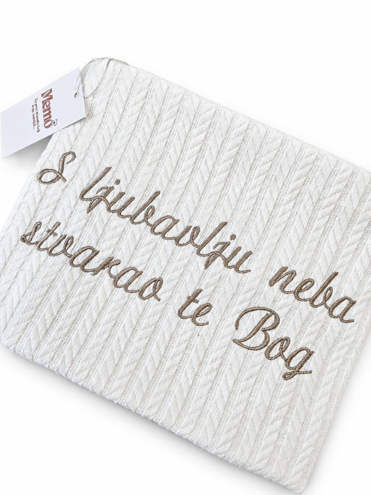 Pamučna pletena dekica – S ljubavlju neba stvarao te Bog